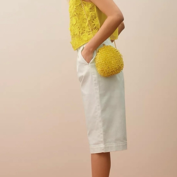 NWOT Anthropologie Pilcro high rise pleated culotte crop jeans wide leg 28 white - Picture 4 of 9